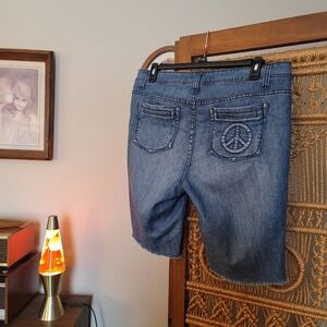 Venezia Blue Jean Shorts with Peace Symbol